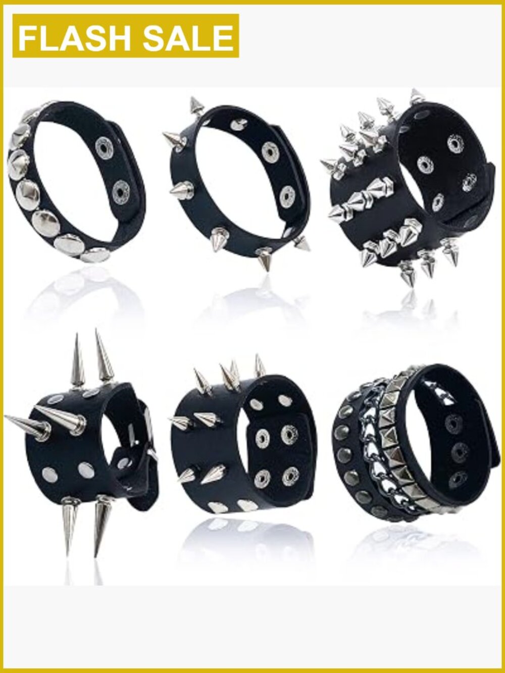 Punk Studded Leather Bracelet Cuff Goth Spike Wristband Adjustable Gothic